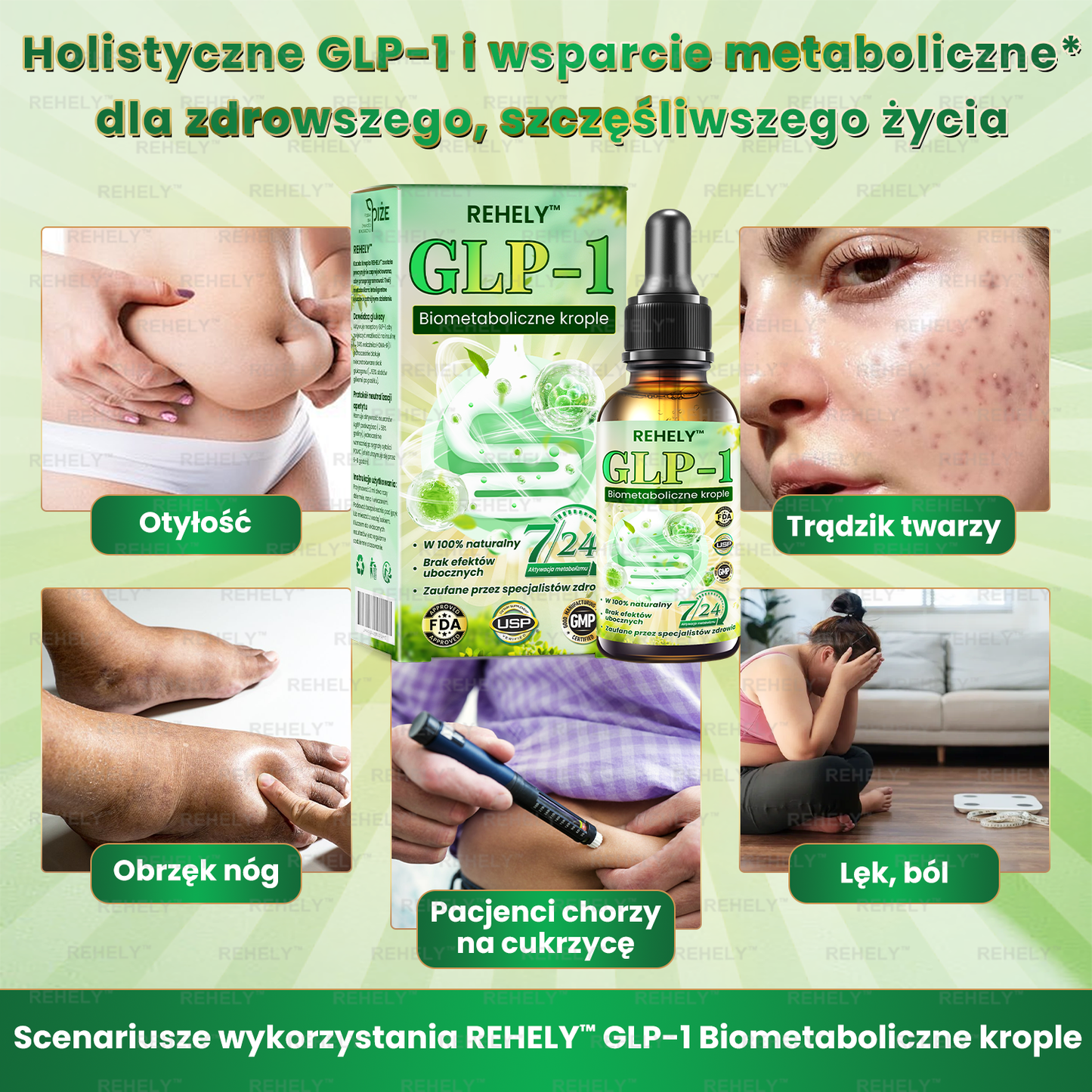 REHELY™ GLP-1 Biometaboliczne krople | Spalacz tłuszczu klasy spożywczej – opracowany przez Polskie Towarzystwo Badań nad Otyłością (PTBO)