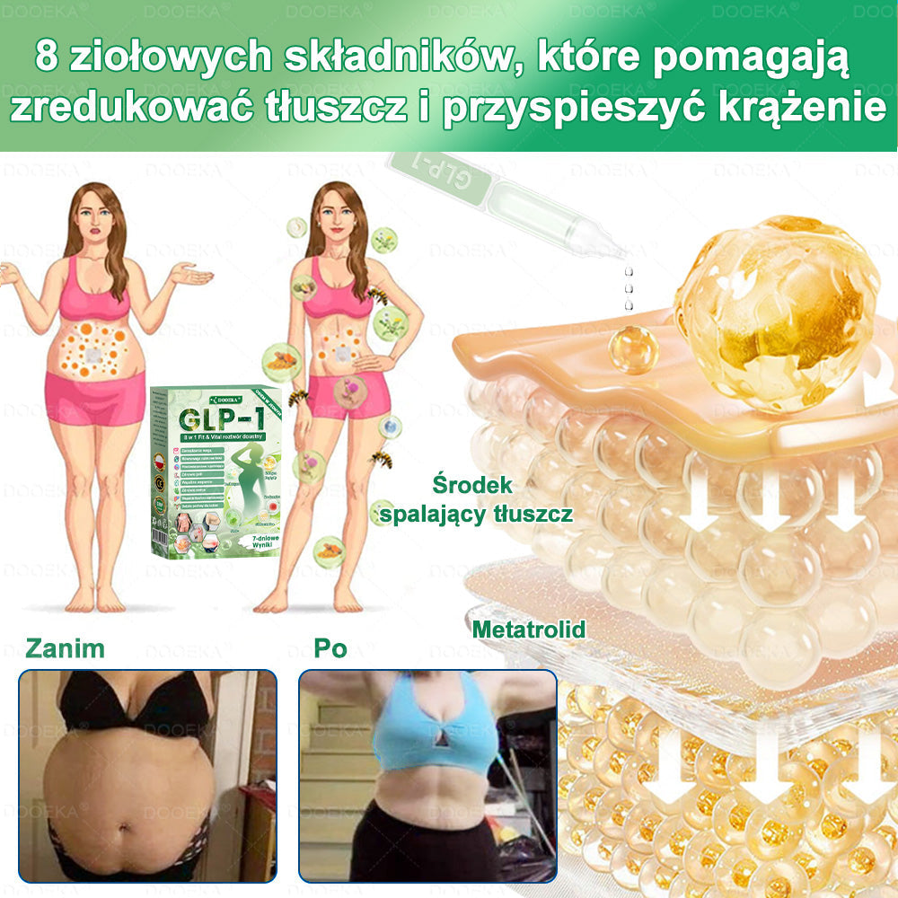 DOOEKA® GLP-1 8 w 1 Fit & Vital roztwór doustny – ⚡ Raz dziennie, widoczne zmiany w ciągu 7 dni / W przypadku otyłości, zdrowia serca i układu krążenia, cukrzycy, bezdechu sennego, zdrowia jelit, problemów ze stawami i wielu innych