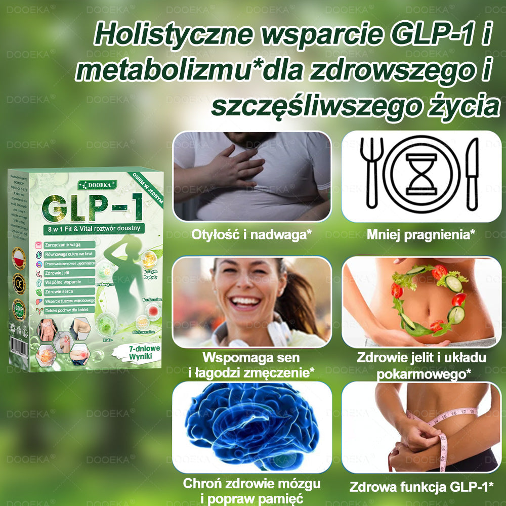 🍀DOOEKA® GLP-1 8 w 1 Fit & Vital roztwór doustny – Raz dziennie, widoczne zmiany w ciągu 7 dni / W przypadku otyłości, zdrowia serca i układu krążenia, cukrzycy, bezdechu sennego, zdrowia jelit, problemów ze stawami i wielu innych