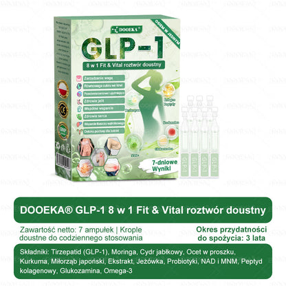 🍀DOOEKA® GLP-1 8 w 1 Fit & Vital roztwór doustny – Raz dziennie, widoczne zmiany w ciągu 7 dni / W przypadku otyłości, zdrowia serca i układu krążenia, cukrzycy, bezdechu sennego, zdrowia jelit, problemów ze stawami i wielu innych