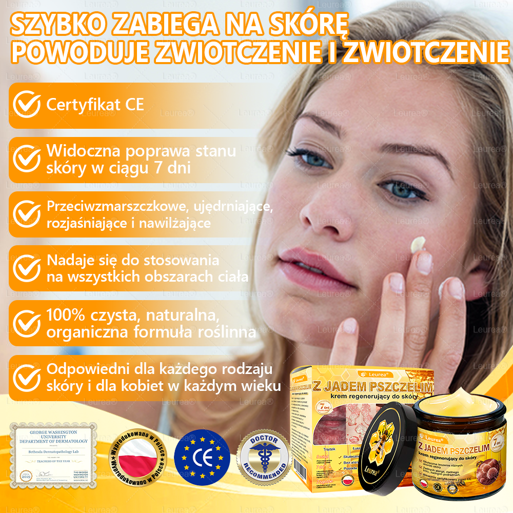 ✨Leurea® Krem Regenerujący z Jadem Pszczelim - Naturalna regeneracja skóry, wygładzenie zmarszczek i promienna cera-50 ml