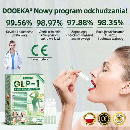 🍀DOOEKA® GLP-1 8 w 1 Fit & Vital roztwór doustny – Raz dziennie, widoczne zmiany w ciągu 7 dni / W przypadku otyłości, zdrowia serca i układu krążenia, cukrzycy, bezdechu sennego, zdrowia jelit, problemów ze stawami i wielu innych