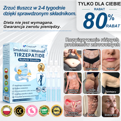🔥Klinicznie potwierdzone | Oficjalny sklep | CrazyLeaf® Szczupłość i Witalność Tirzepatide – doustny roztwór wspierający odchudzanie, ciśnienie i poziom cukru