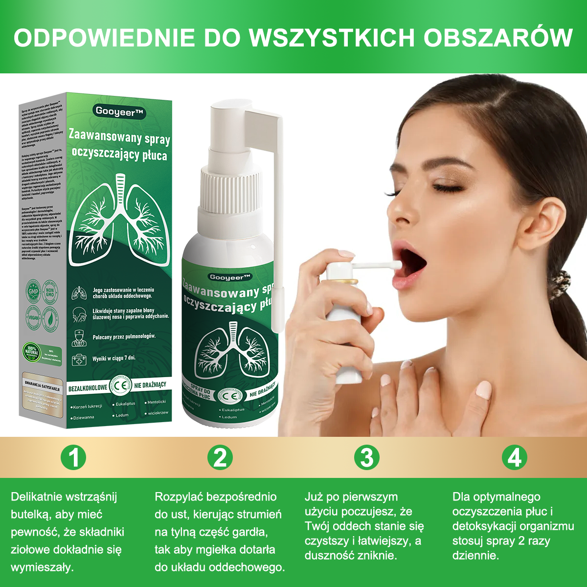 Gooyeer™ Zaawansowany spray do oczyszczania płuc – 🫁 zdrowe płuca, wsparcie odporności, detoksykacja i łatwiejsze oddychanie – Certyfikat CE