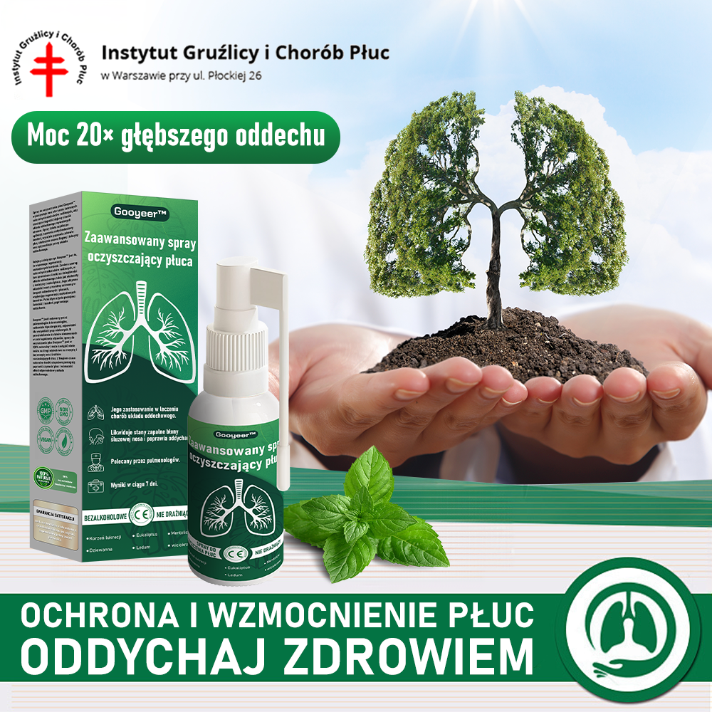 Gooyeer™ Zaawansowany spray do oczyszczania płuc – 🫁 zdrowe płuca, wsparcie odporności, detoksykacja i łatwiejsze oddychanie – Certyfikat CE