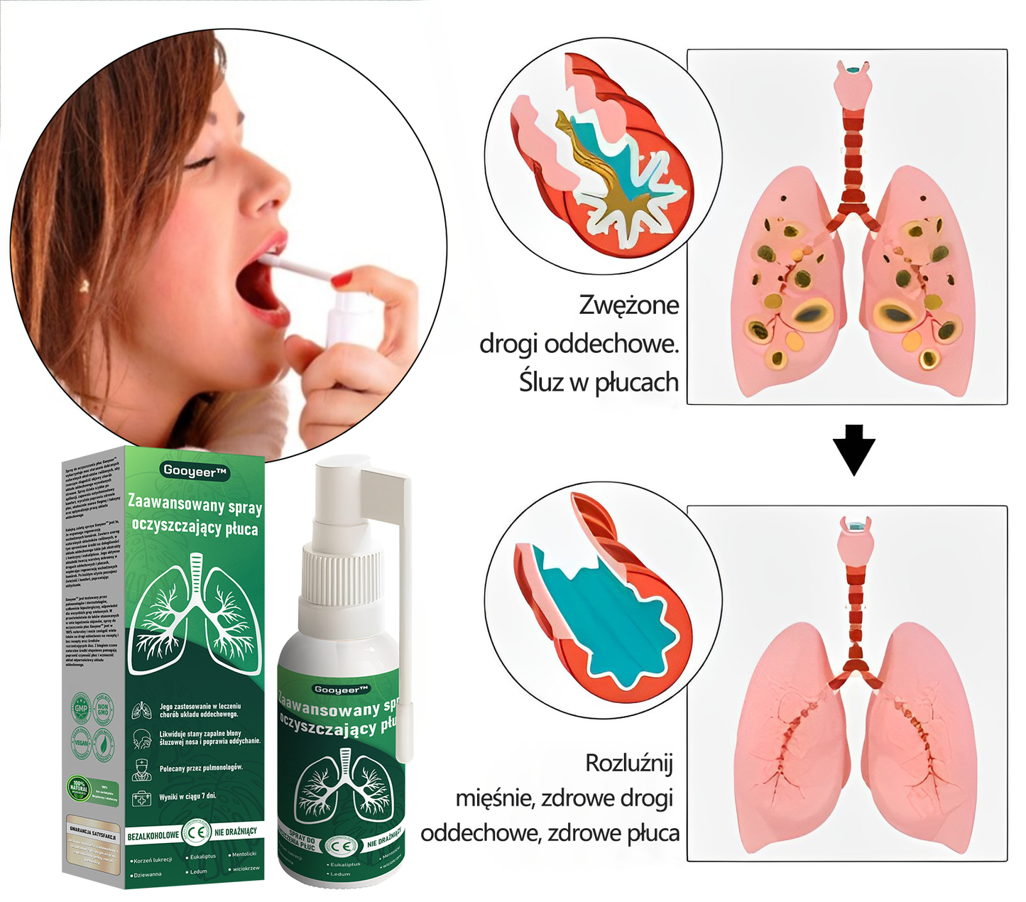 Gooyeer™ Zaawansowany spray do oczyszczania płuc – 🫁 zdrowe płuca, wsparcie odporności, detoksykacja i łatwiejsze oddychanie – Certyfikat CE