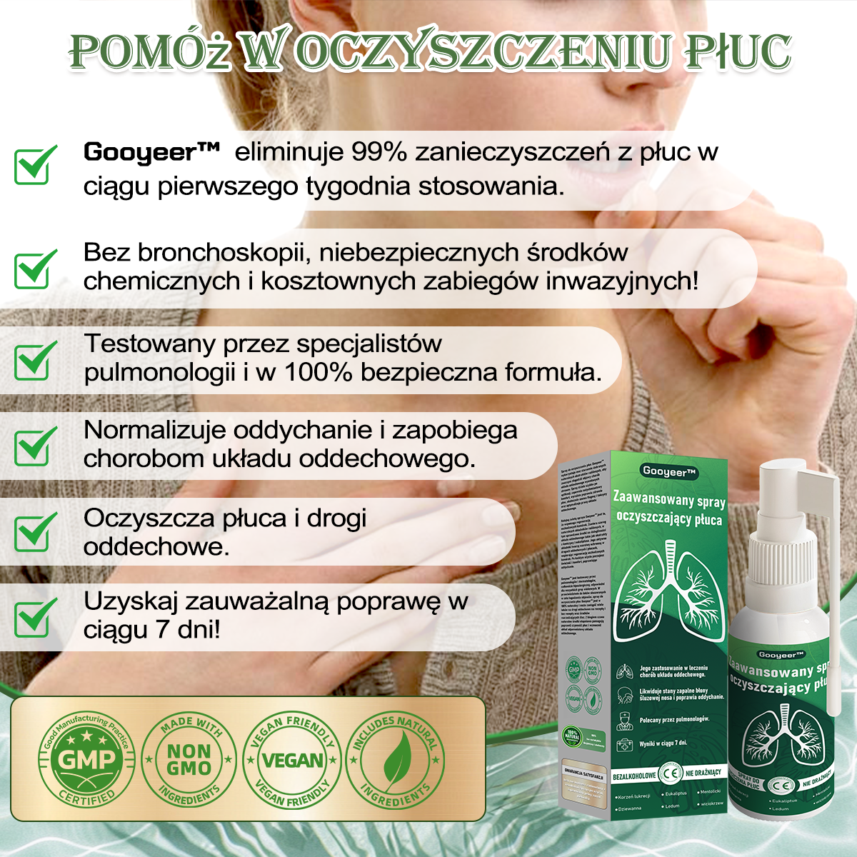 Gooyeer™ Zaawansowany spray do oczyszczania płuc – 🫁 zdrowe płuca, wsparcie odporności, detoksykacja i łatwiejsze oddychanie – Certyfikat CE